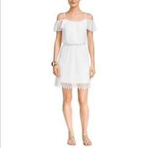Off the Shoulder white chiffon dress NWT